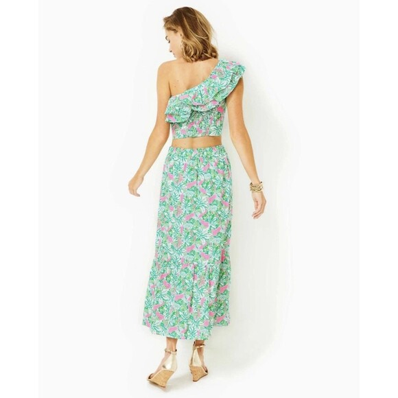 Lilly Pulitzer Kasida 2 Piece Crop top Skirt Just Wing It Botanical Size 0 - Picture 3 of 14